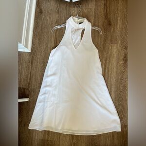 Lulu’s XS Halter Top White Sleeveless Mini Party Homecoming Slip Cutout Dress